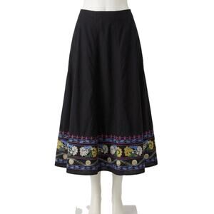 Modern Images Skirt 14 Black Embroidered Floral Boho Hippie Cotton Embroidery